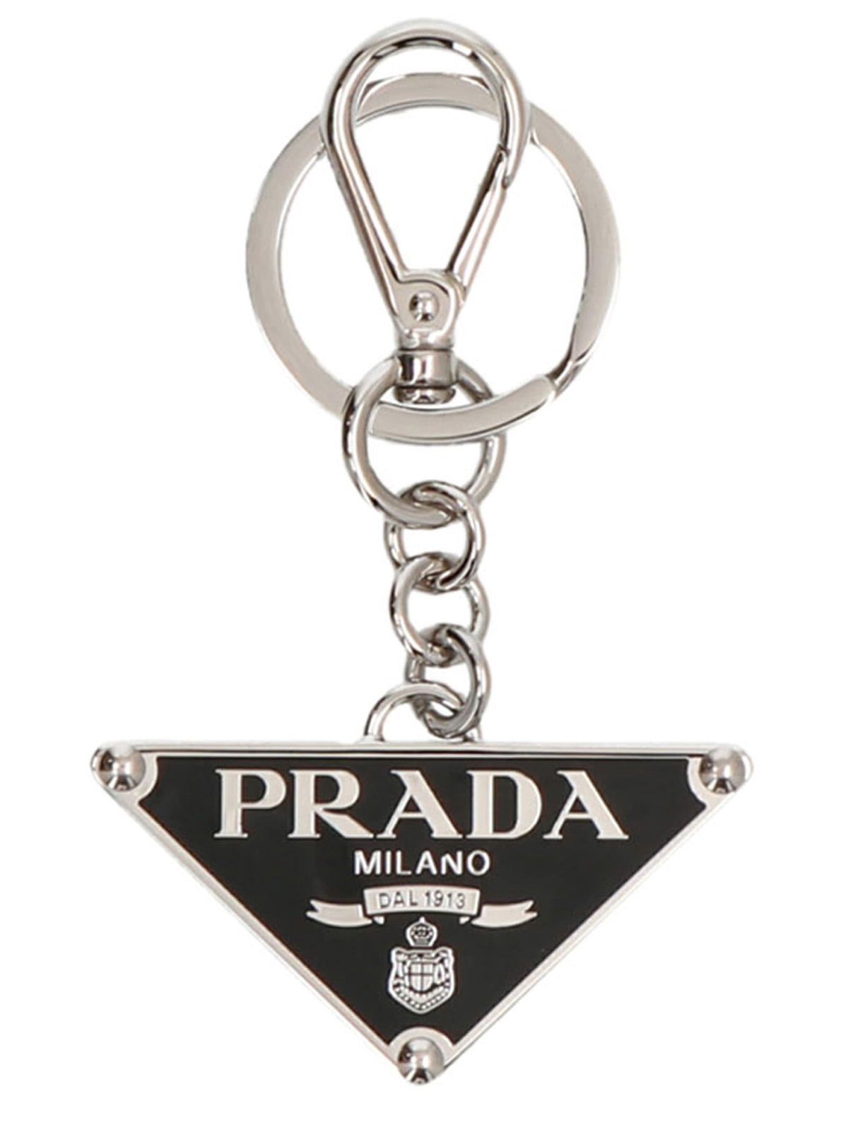 Prada Black and Blue Saffiano Zip Pouch Keychain Prada