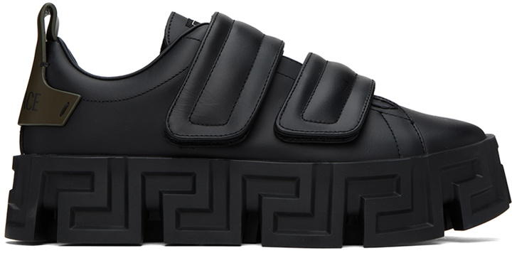Photo: Versace Black Greca Portico Strap Sneakers