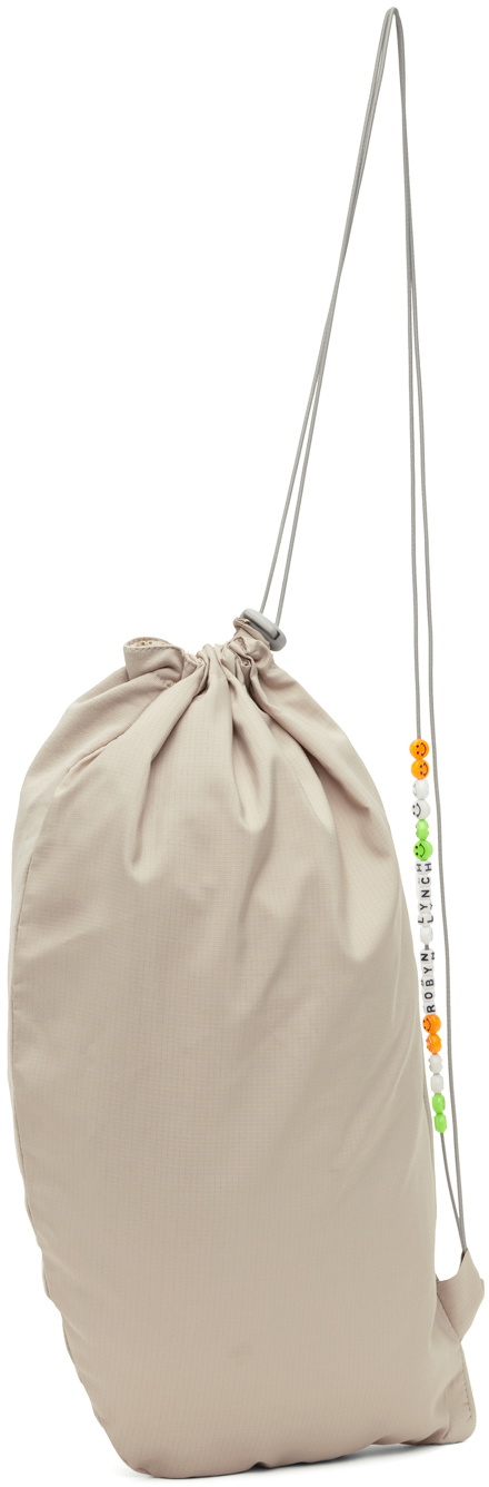 Robyn Lynch Beige Smiley Charm Drawstring Pouch