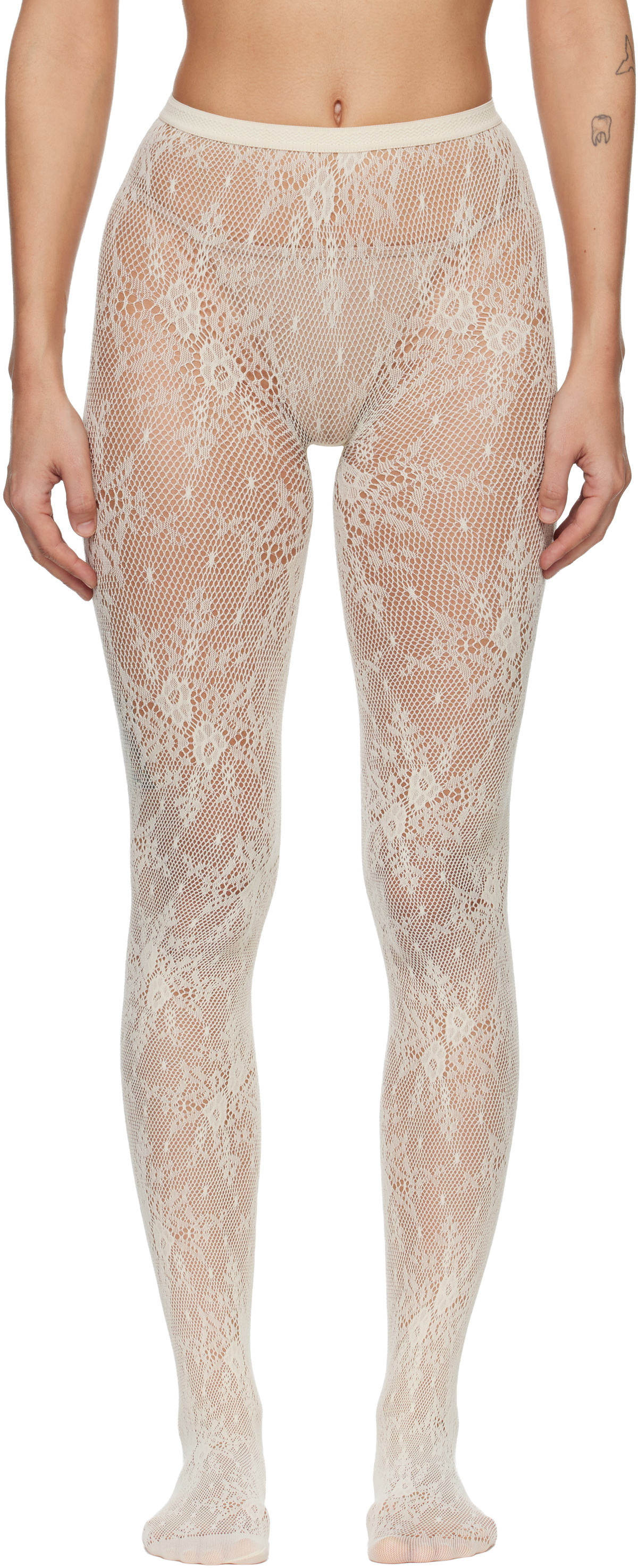 Swedish Stockings Off-White Rosa Lace Tights