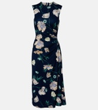Erdem Draped floral jersey midi dress