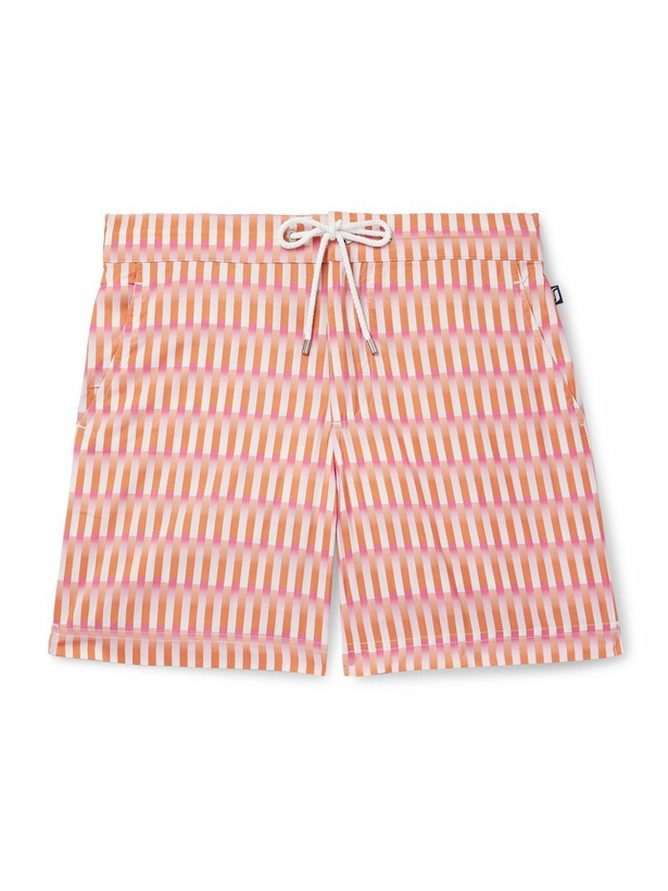 Photo: Richard James - Straight-Leg Mid-Length Striped Recycled Swim Shorts - Pink