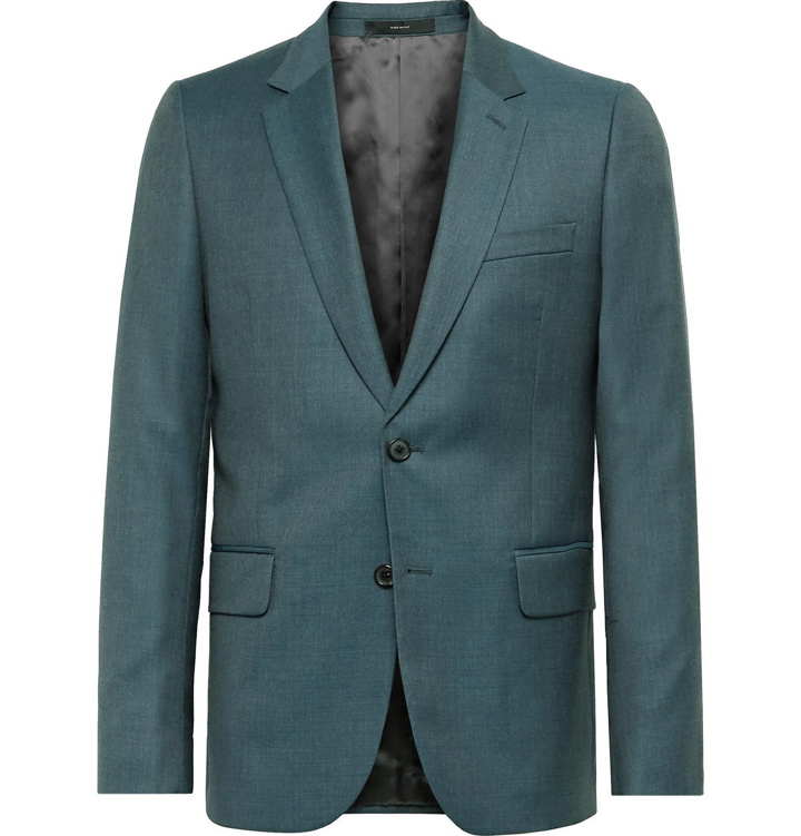 Photo: Paul Smith - Teal Soho Slim-Fit Sharkskin Wool Suit Jacket - Green