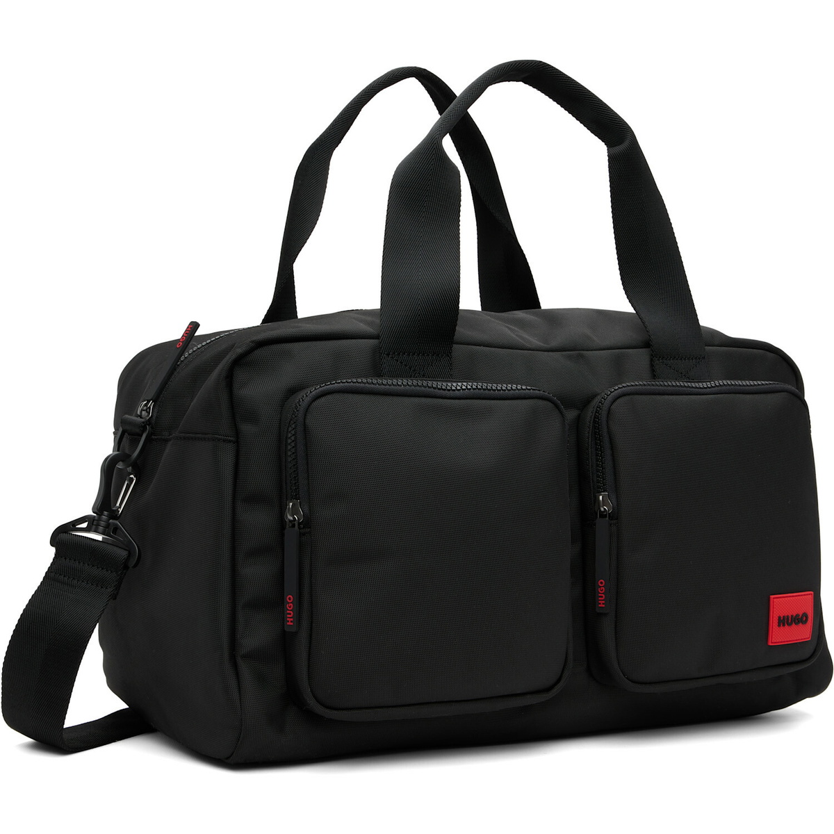 Hugo Black Canvas Logo Patch Duffle Bag