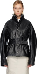 Maison Margiela Black Belted Faux-Leather Jacket