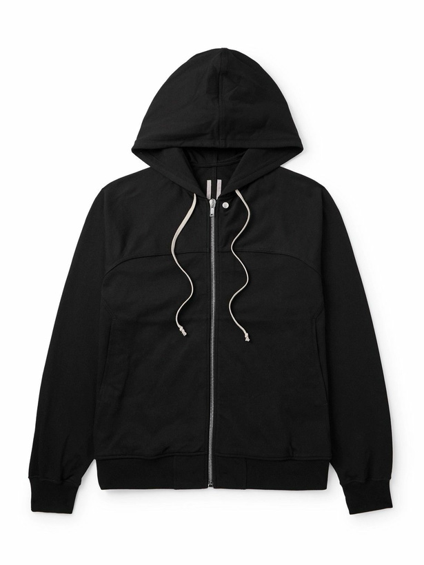 Photo: Rick Owens - Cotton-Jersey Zip-Up Hoodie - Black