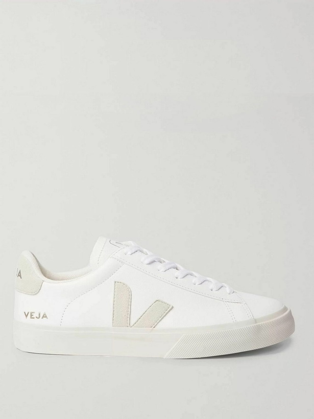 Photo: Veja - Campo Suede-Trimmed Leather Sneakers - White