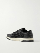 AMIRI - Skel-Top Embellished Appliquéd Leather and Suede Sneakers - Black
