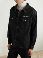 Cherry Los Angeles - Logo-Embroidered Denim Western Shirt - Black