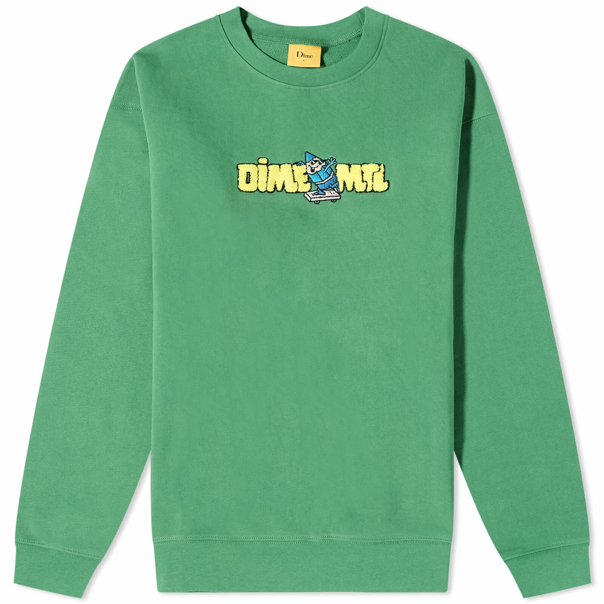 Dime Men's Chenille Crayon Crew Sweat in Green Dime