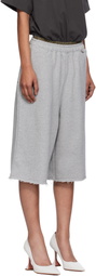 Pushbutton Gray Graphic Printed Bermuda Sweat Shorts