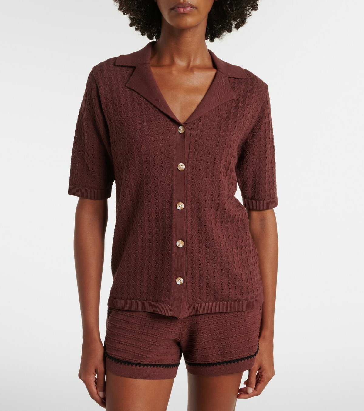 Varley Madelene pointelle cotton shirt