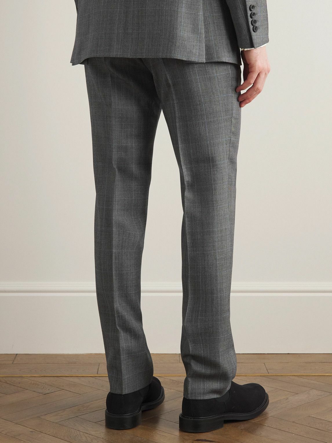 Kingsman - Straight-Leg Prince Of Wales Checked Wool Suit Trousers - Gray  Kingsman