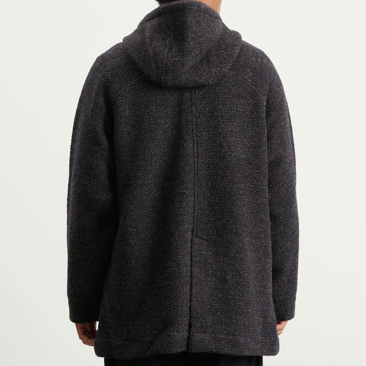 Folk Men's Hooded Car Coat in Navy Brown Texture