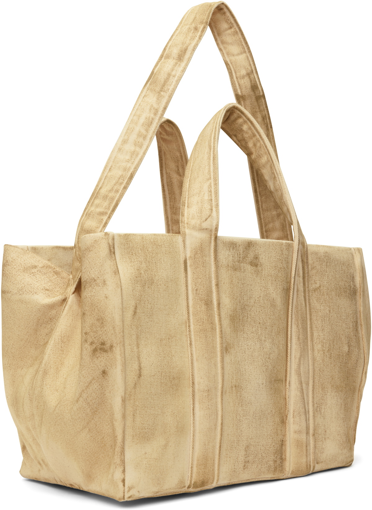 Serapis Beige Tar-Painted Canvas Tote