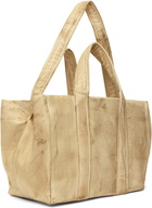 Serapis Beige Tar-Painted Canvas Tote