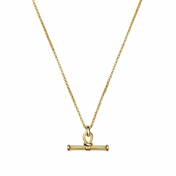 Photo: Missoma Women's Ridge T-Bar Chain Necklace in Gold 