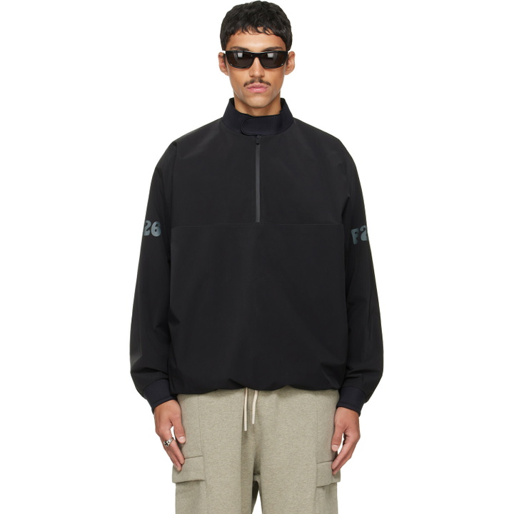 Photo: Fear of God ESSENTIALS Black Half Zip Track Jacket