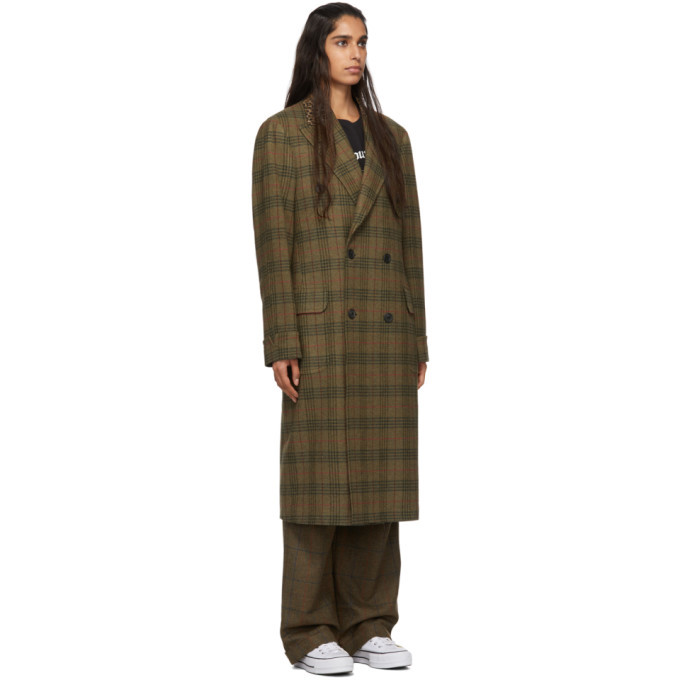 R13 Green Plaid Double Breasted Coat R13