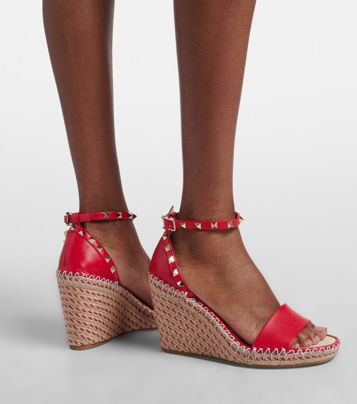 Valentino Garavani Double Rockstud leather espadrille wedges