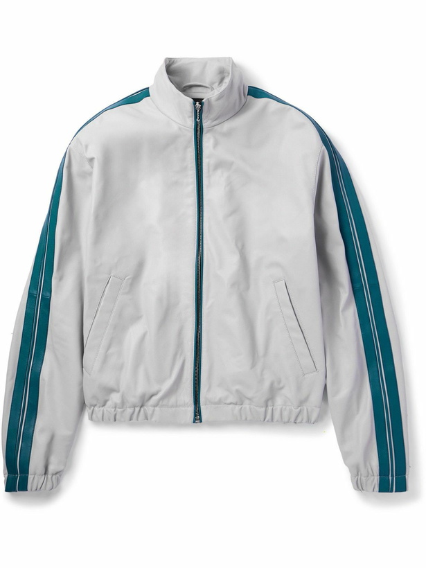 Photo: Marni - Striped Leather Track Jacket - Gray