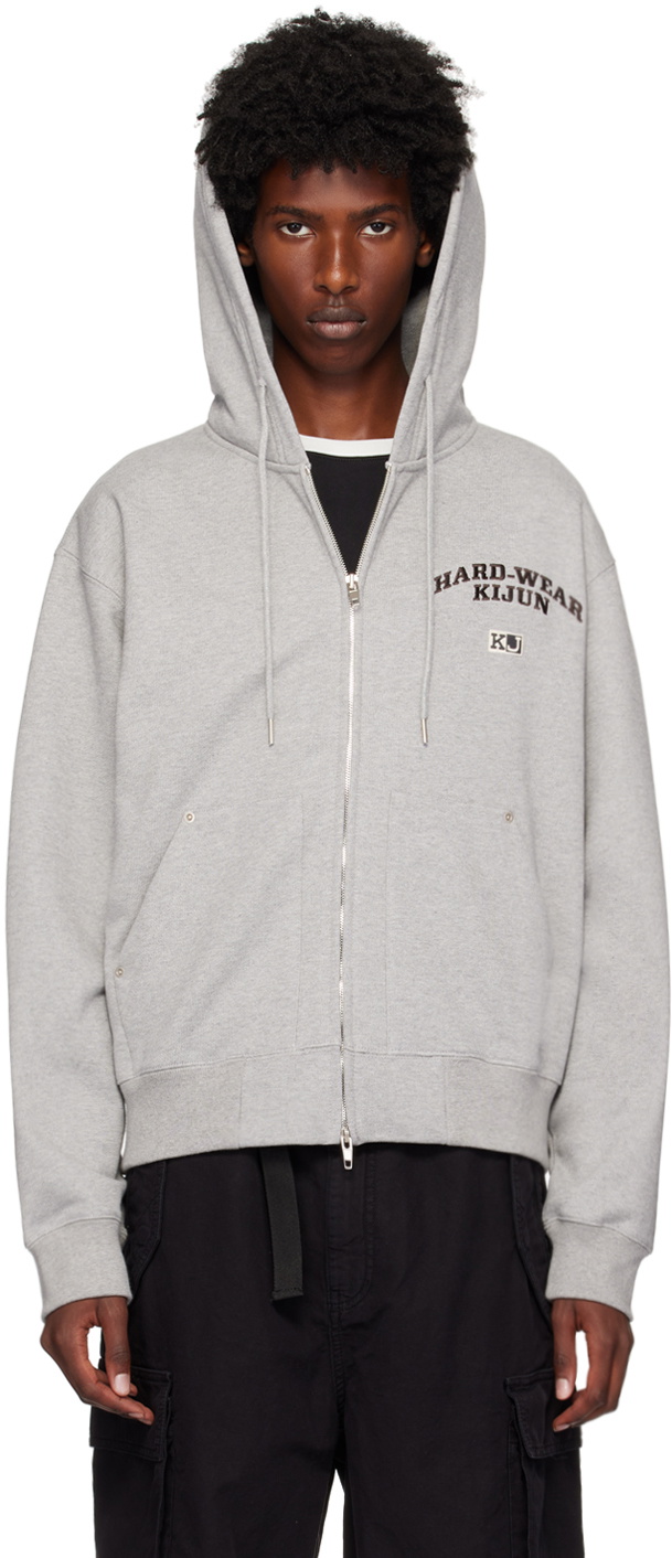 Kijun Gray Rivet Zip Hoodie