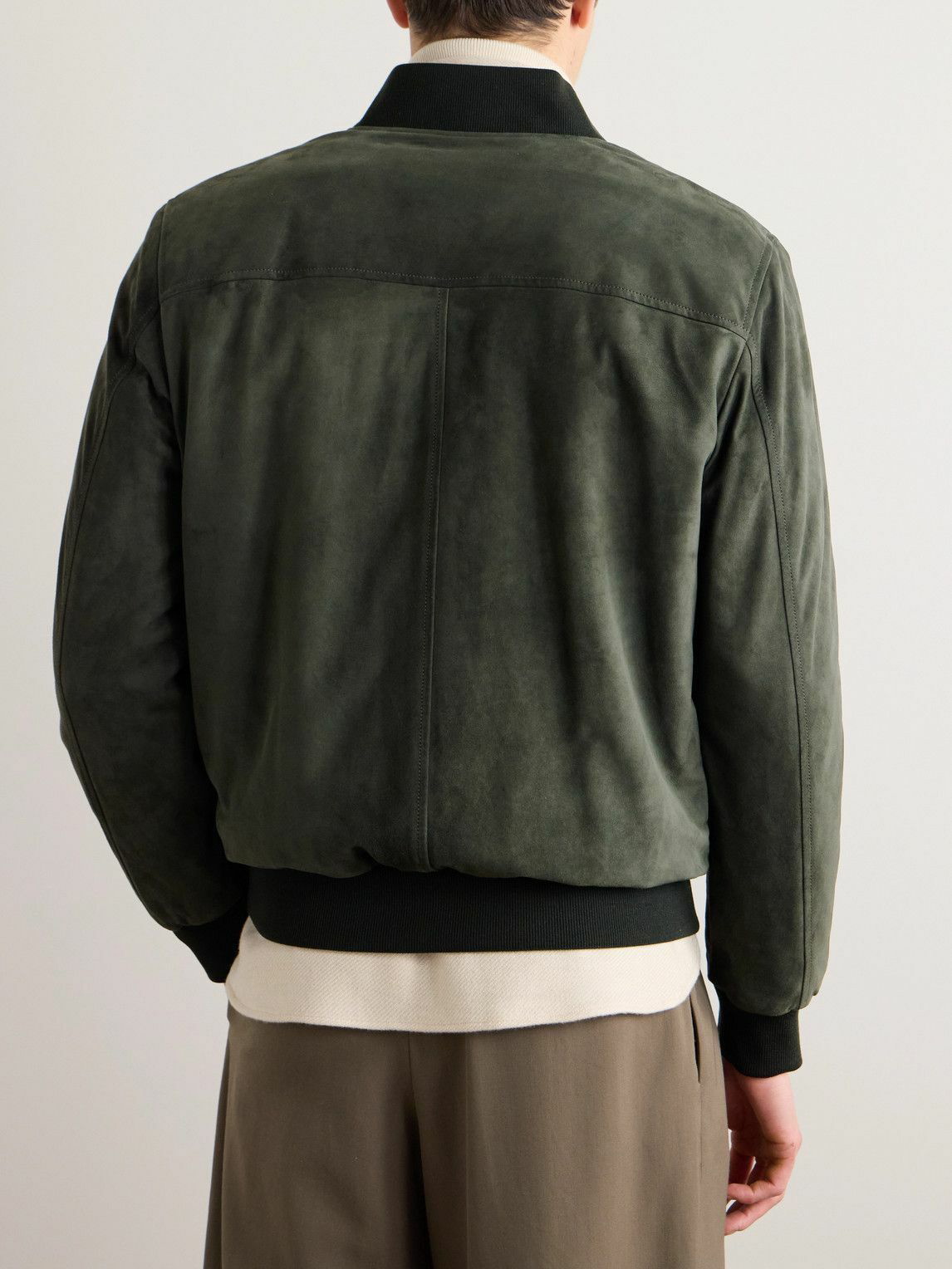 Loro Piana - Ivy Padded Suede Bomber Jacket - Green Loro Piana