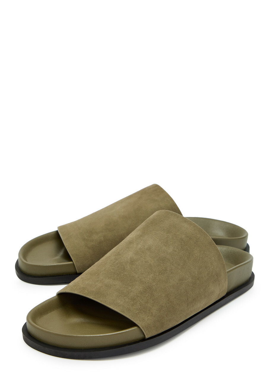 A.emery Luca Woven Leather Sliders Khaki