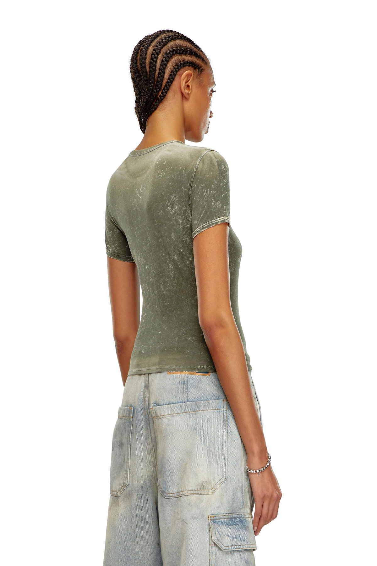 Diesel Marble-effect T-shirt in stretch jersey - T-Shirts Womens