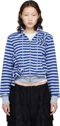 OPEN YY SSENSE Exclusive Navy Applique Knit Zipup Sweatshirt