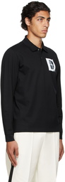 Dunhill Black Overprint Long Sleeve Polo