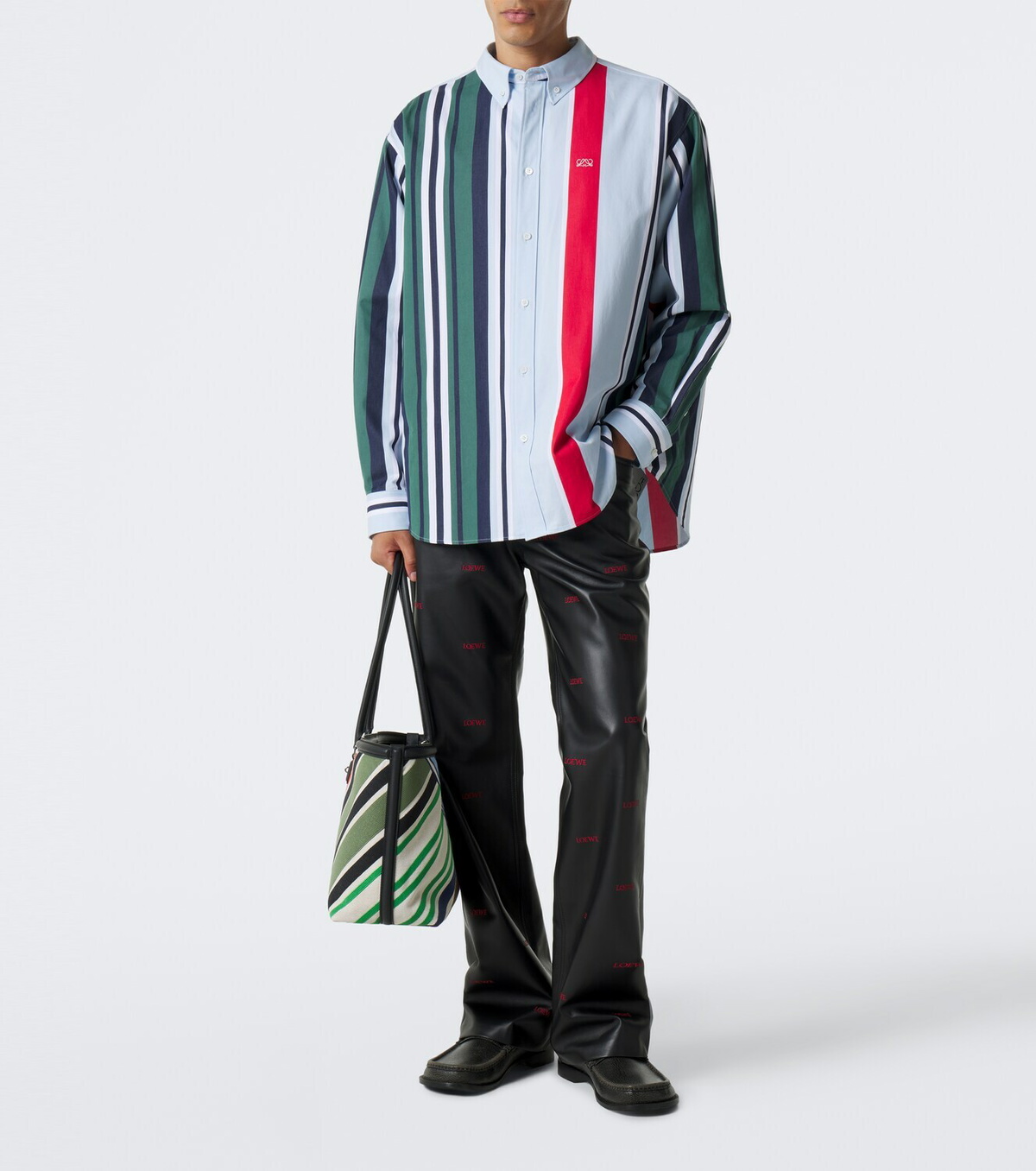 Loewe Verano Large striped canvas tote bag