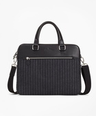 Brooks Brothers Men's Wool Stripe Briefcase | Charcoal