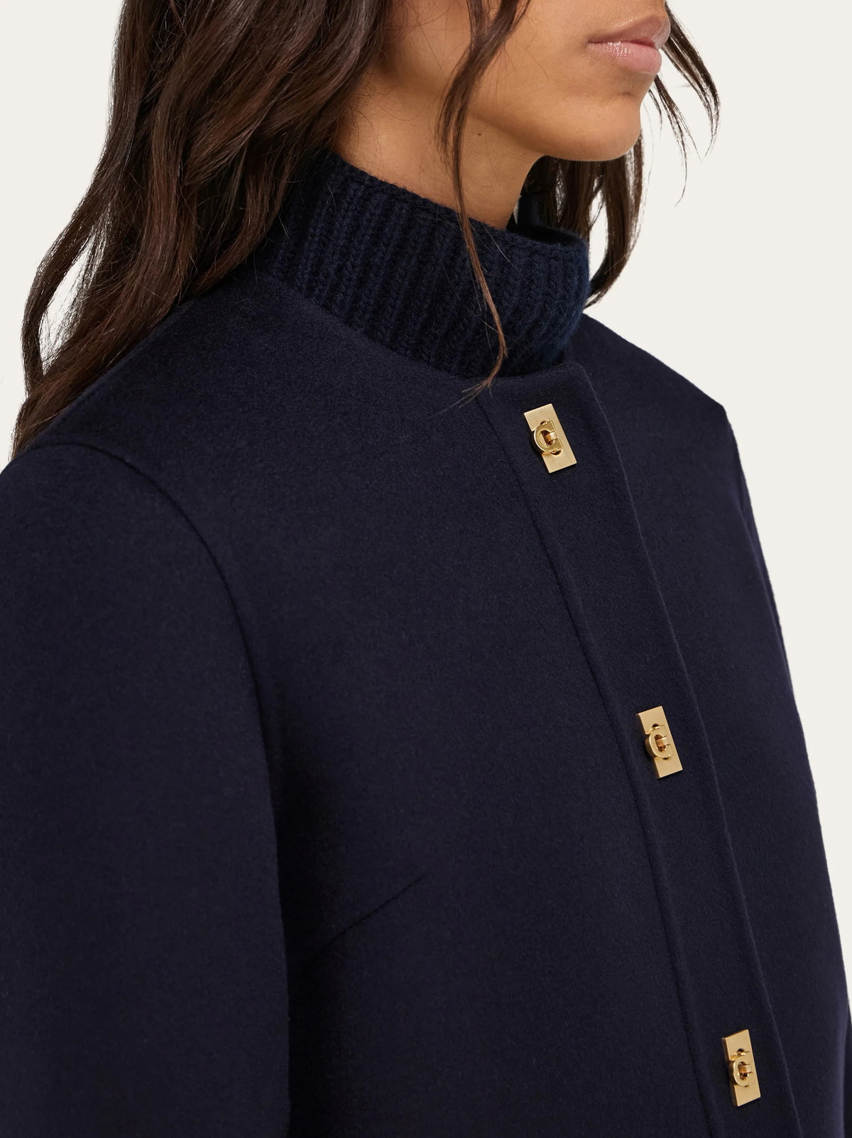 Ferragamo Womens Boxy jacket with Gancini buttons in Blue