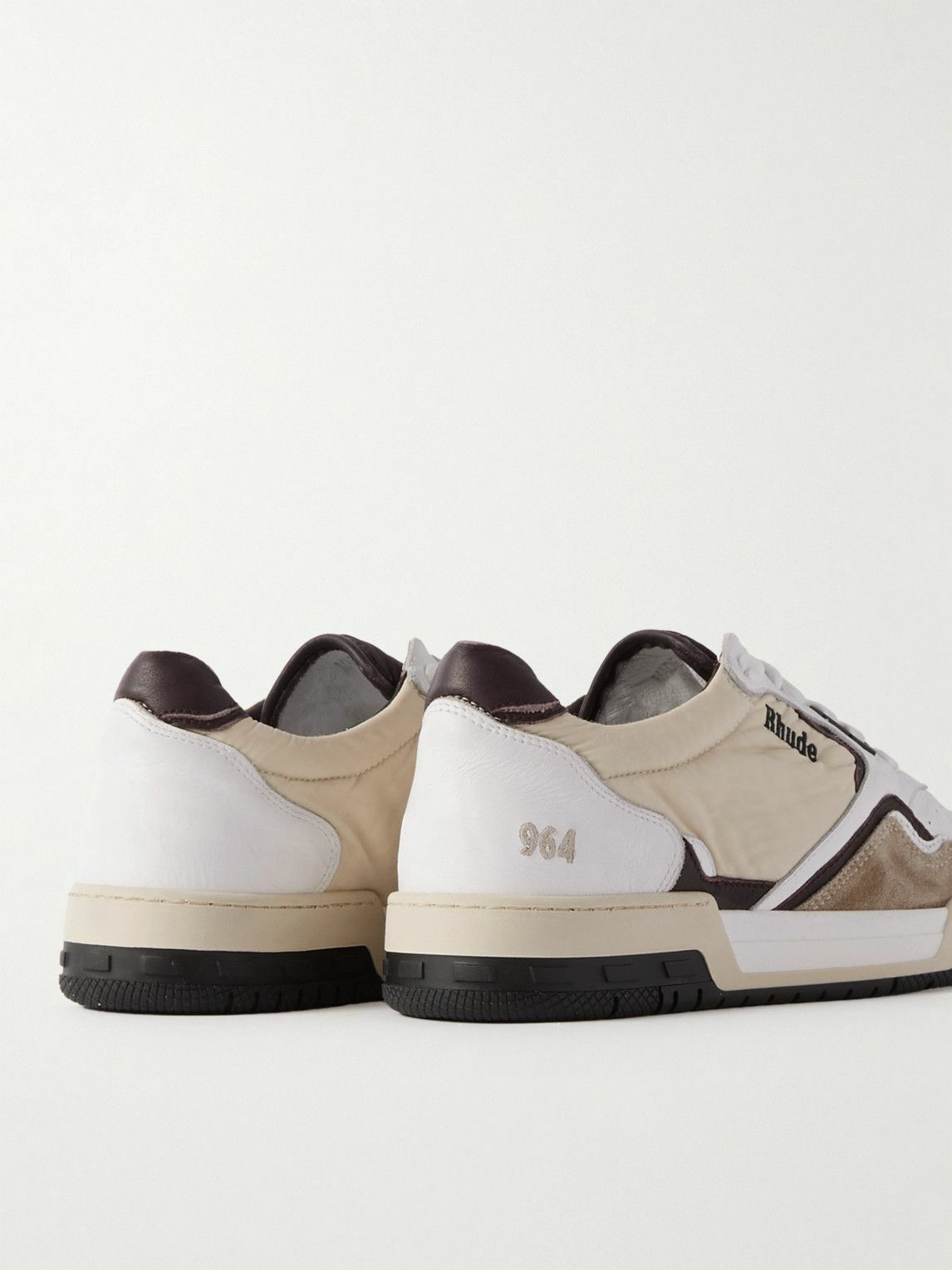 Rhude - Racing Logo-Embroidered Leather, Suede and Shell  display picture 3