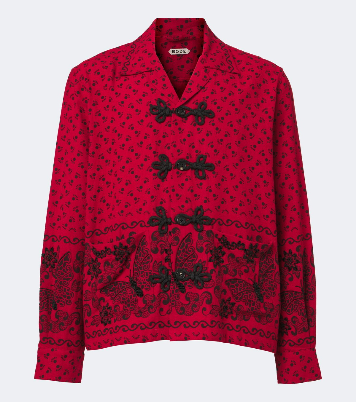 Bode Beaded Kerchief printed cotton flannel shirt