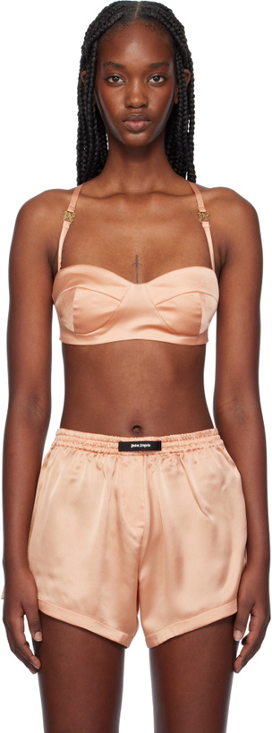 Photo: Palm Angels Pink Monogram Balconette Bra