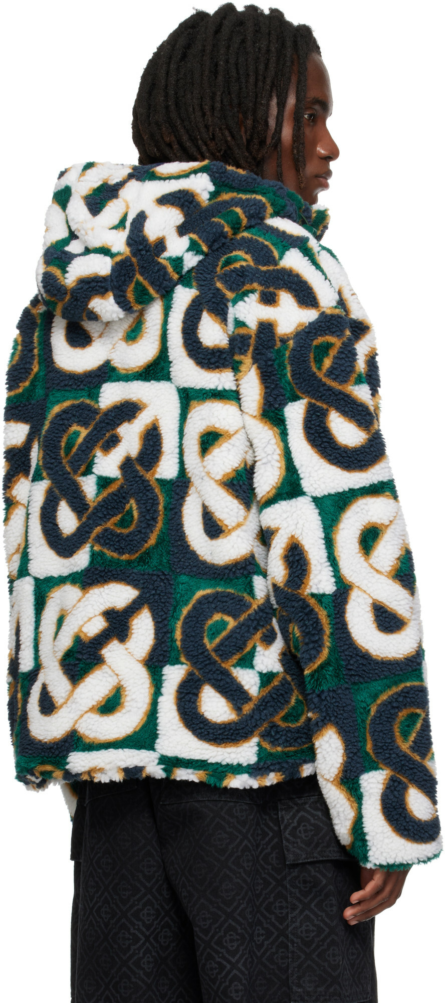 Casablanca White & Green Check Monogram Fleece Jacket