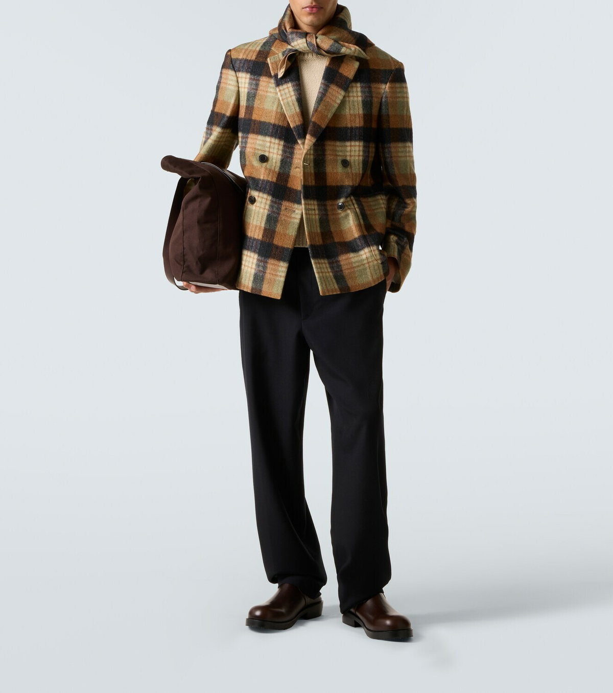 Dries Van Noten Leather-trimmed cotton canvas tote bag