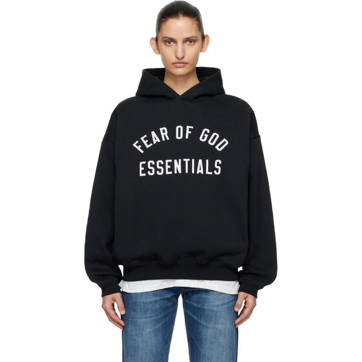 Photo: Fear of God ESSENTIALS Black Varsity 90s Hoodie