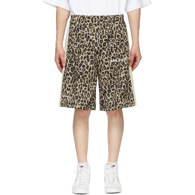 Photo: Palm Angels Brown Leopard Track Shorts
