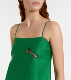 Alémais Embellished printed linen-blend maxi dress
