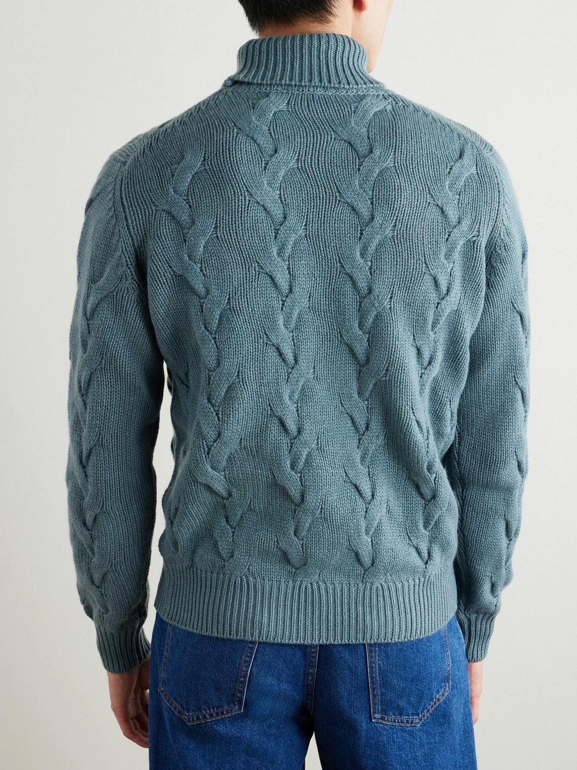 Thom Sweeney - Cable-Knit Cashmere Rollneck Sweater - Blue