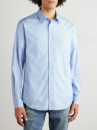 CELINE - Pinstriped Cotton-Poplin Shirt - Blue