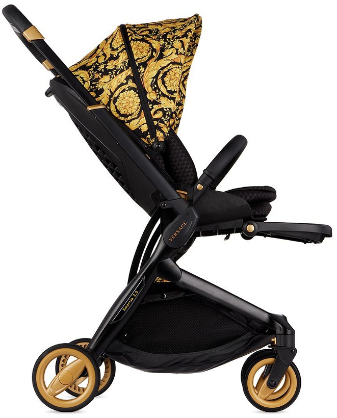 Photo: Versace Black & Gold Barocco Baby Stroller
