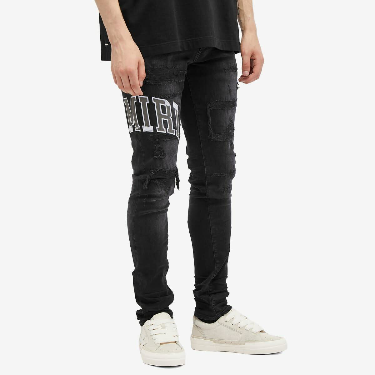 AMIRI Men's Varsity Logo Jeans in Vintage Black Amiri
