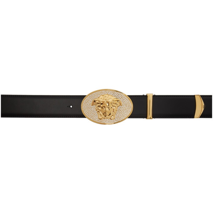 Photo: Versace Black and Gold Crystal Medusa Head Belt