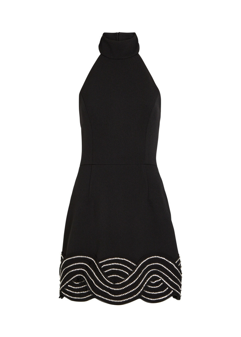 Rebecca Vallance Bellatrix Crystal-embellished Crepe Mini Dress Black