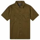 Beams Plus Men's WORK Twill Short Sleeve Shirt in Olive