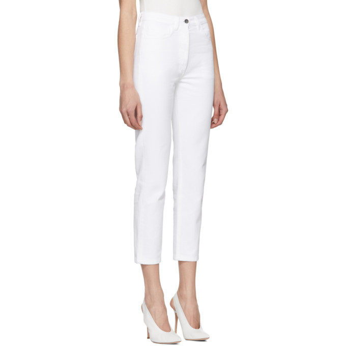 A-Plan-Application White Straight Cropped Jeans